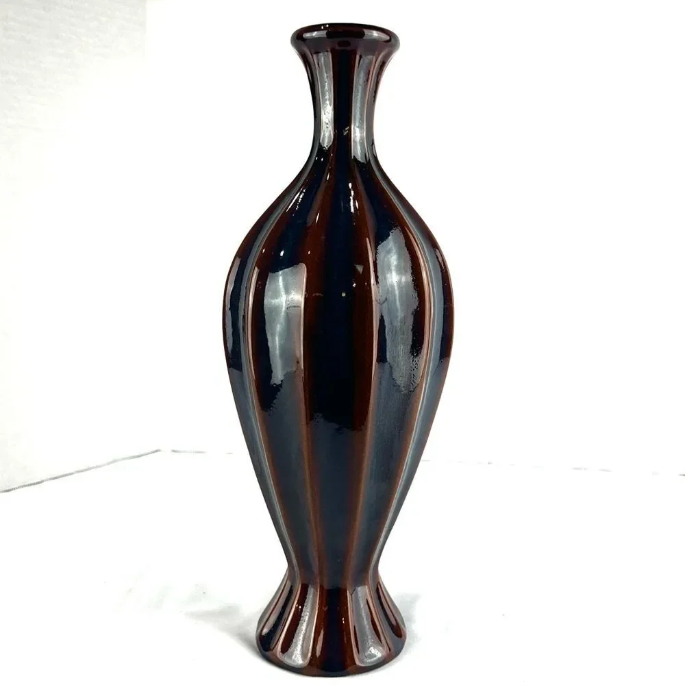 Kindra Vase Ginger Medium Brown and Iridescent Blue/Purple